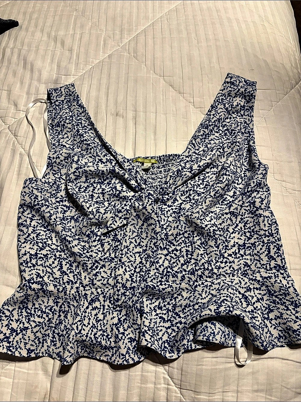 Zenana Floral Blue & White Tank Top